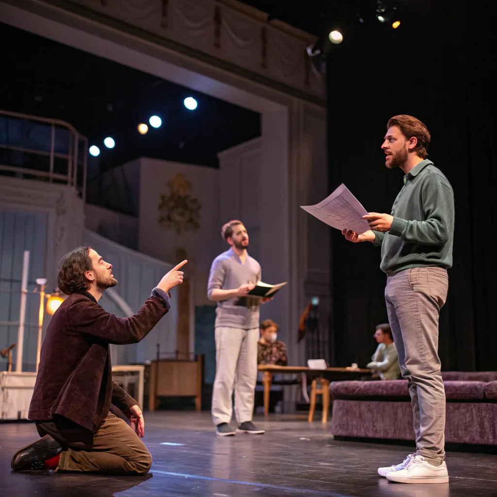 Actors rehearsing on stage