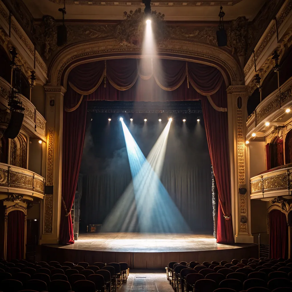 An elegant theater stage with spotlight